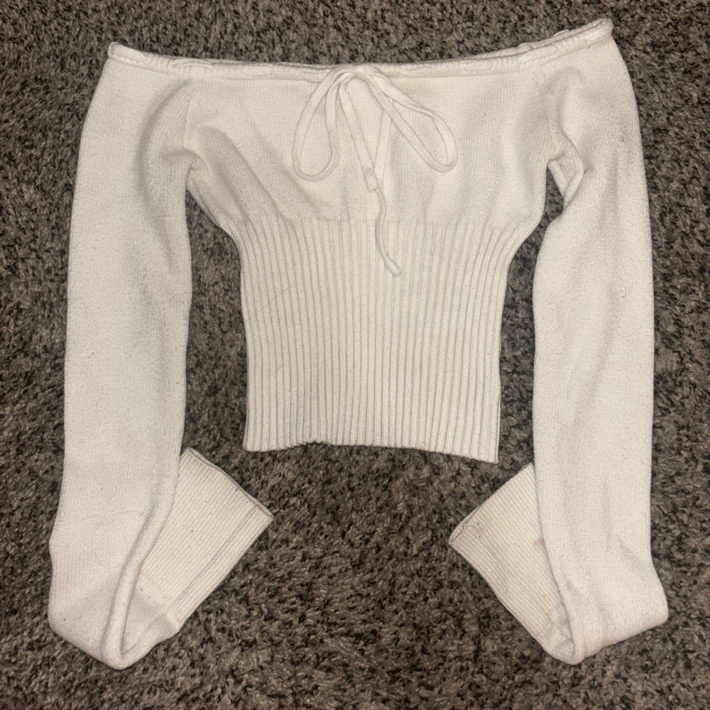 Edikted Cream Ribbed Knit Top